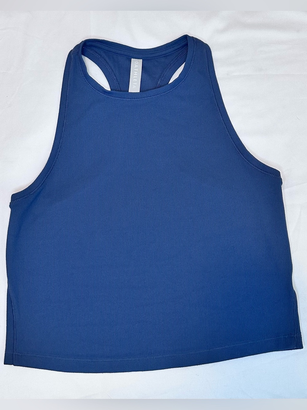 Athleta Ribbed Racerback Tank Top - XS Blue Athletic Crop Top